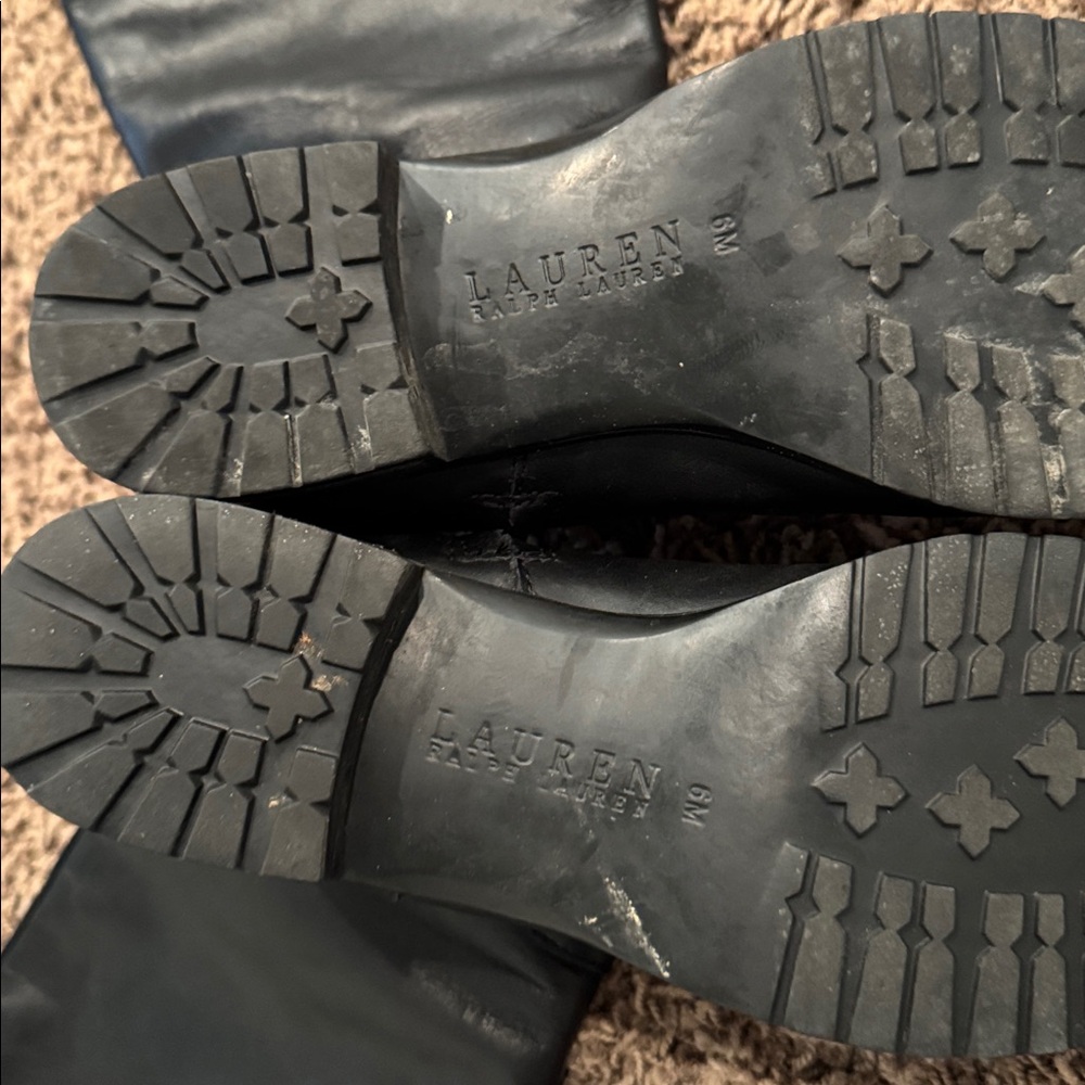 Lauren Ralph Lauren Black Leather Riding Boots - Picture 6 of 8